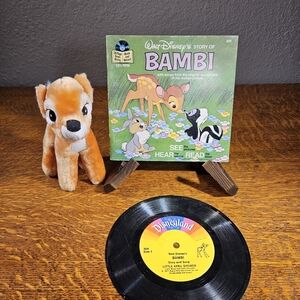 Walt Disney Story Of Bambi Read Along Book 33 1/3 1977